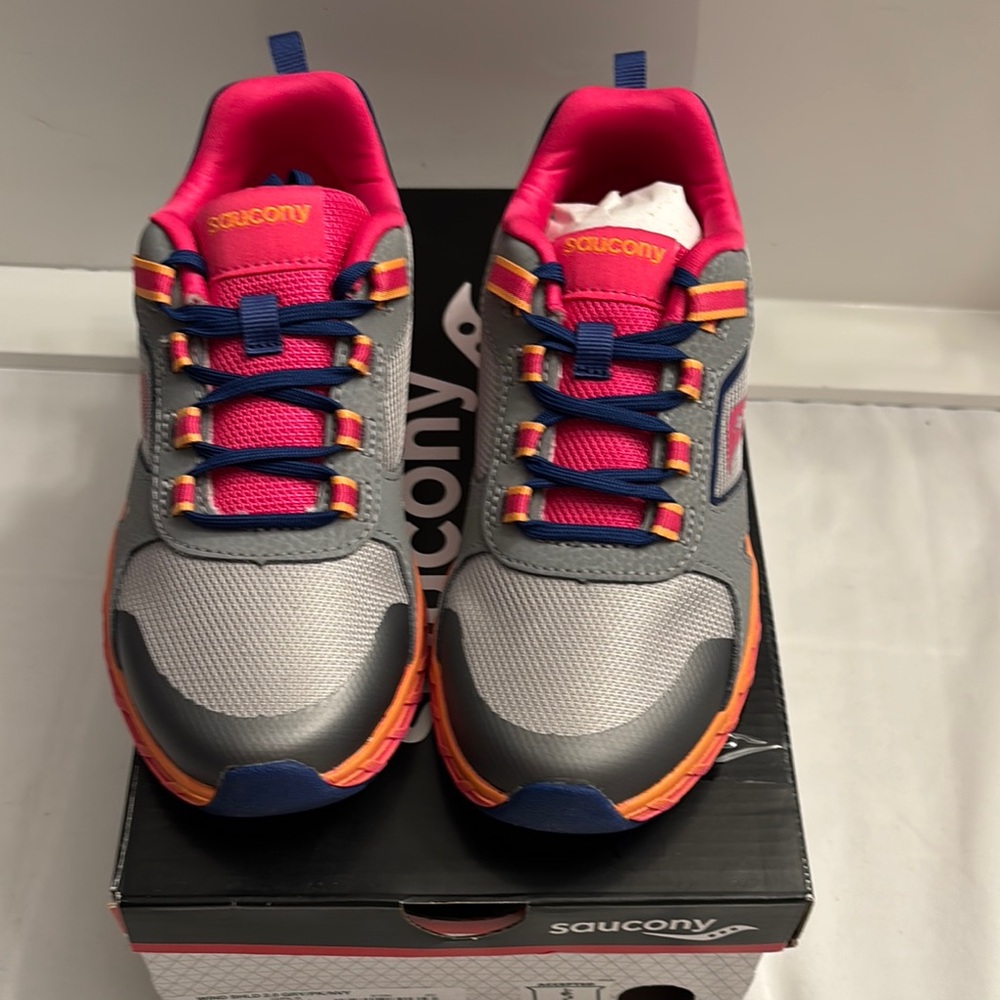Saucony Kids Shoes in Gray, Pink, and Orange